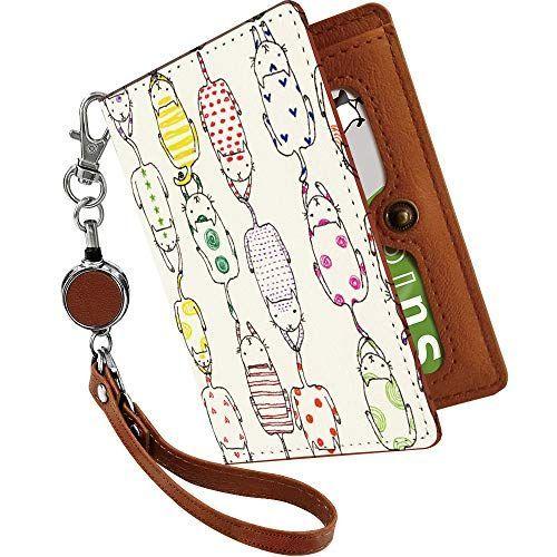 パスケース 定期入れ リール付き かわいい 猫 不思議柄 手書きイラスト 動物 アニマル柄 二