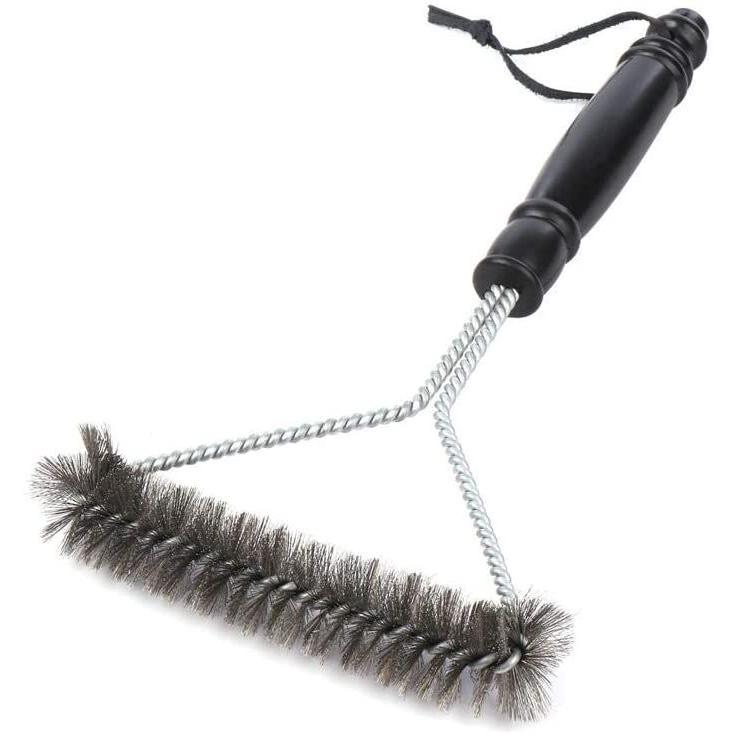 ステンレス 製 新品未使用正規品 バーベキュー コンロ 3面 グリル ブラシ 後片付け q 31cm 焦げ取り ブラック 掃除ブラシ 網用ブラシ