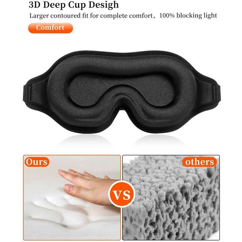 100%本物 立体型 睡眠 アイマスク 3D 旅行 安眠 軽量 通気性 遮光性 収納袋付き 立体型 アイマスク 黒 軽量 遮光 安眠マスク 男女兼用 昼寝 仮眠 旅行
