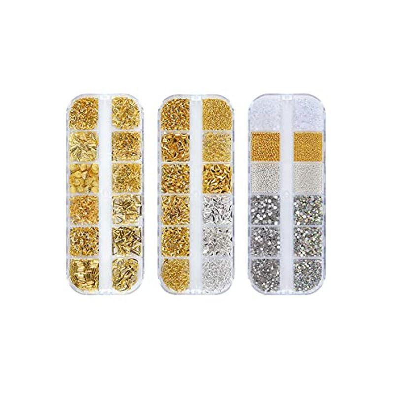ネイルパーツ ３本セット 金属パーツ ネイルデザイン アクセサリー デコパーツ 四角 三角 丸 パール フレークパーツ ネイルアート ネイル 1asrah6omm Godawaripowerispat Com