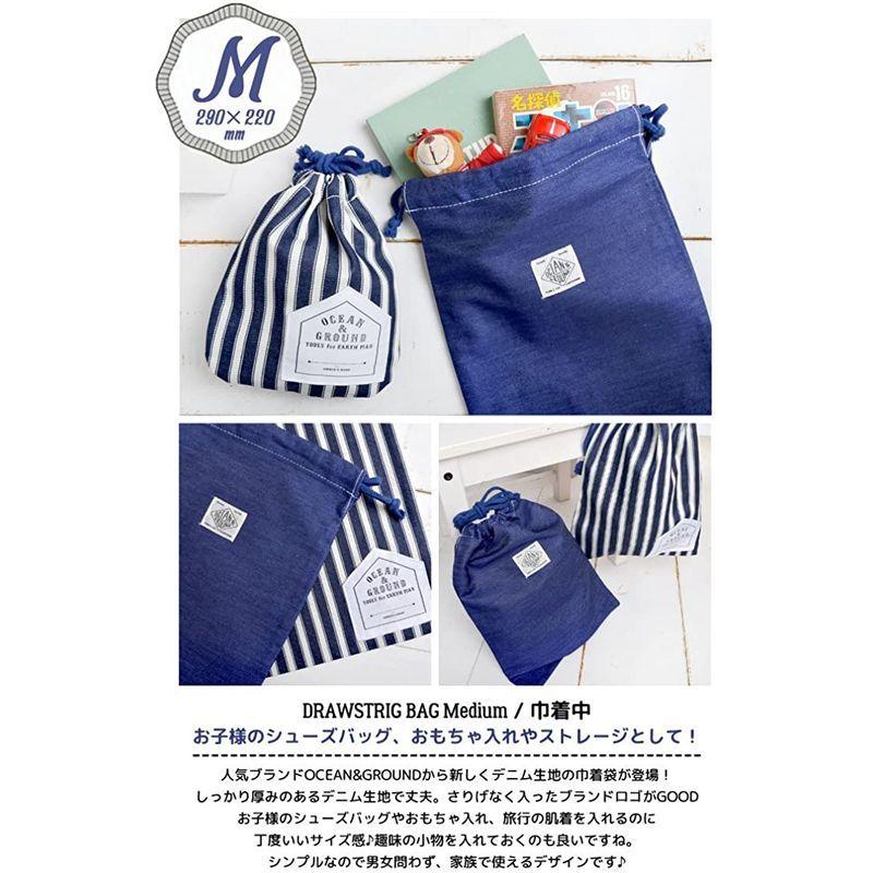 ハイクオリティ オーシャン グラウンド Oceanamp Ground 巾着袋 デニム Mサイズ 袋 バッグ 巾着 おしゃれ かわいい ブラン Wantannas Go Id