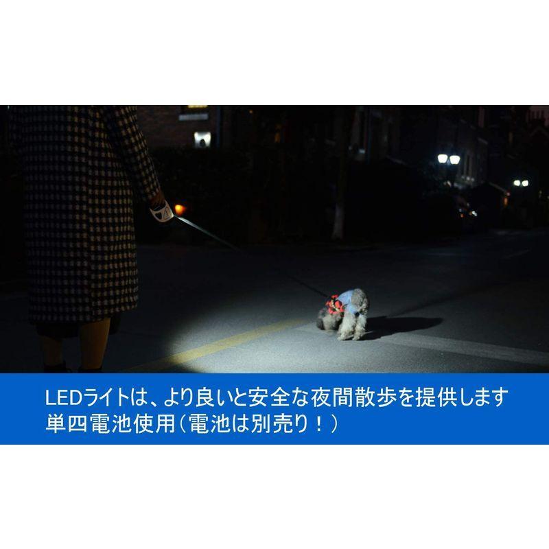 Reodoeer Led埋め込み式 犬リード 伸縮リード 犬用リード 自動巻き 反射光 夜間散歩 長さ5m 小 中型犬専用 ホワイト 品質一番の
