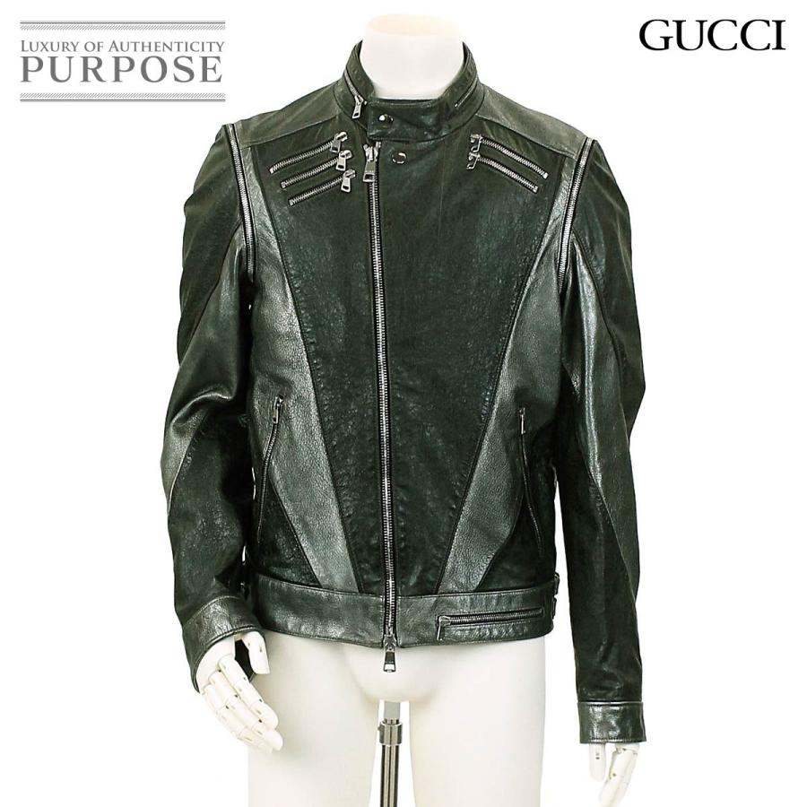 グッチ Gucci ライダース レザー ジャケット 革 長袖 Zip ブラック サイズ 48 メンズ Www Cianilugano Ch