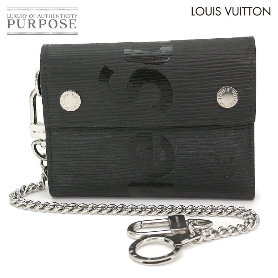 ルイ ヴィトン Louis Vuitton シュプリーム エピ チェーン コンパクト ウォレット 三つ折り 財布 レザー ノワール M Archangelbrow Com