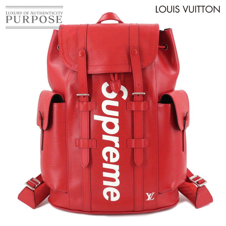 未使用 ルイ ヴィトン LOUIS VUITTON シュプリーム エピ クリストファー PM バックパック レザー レッド ホワイト