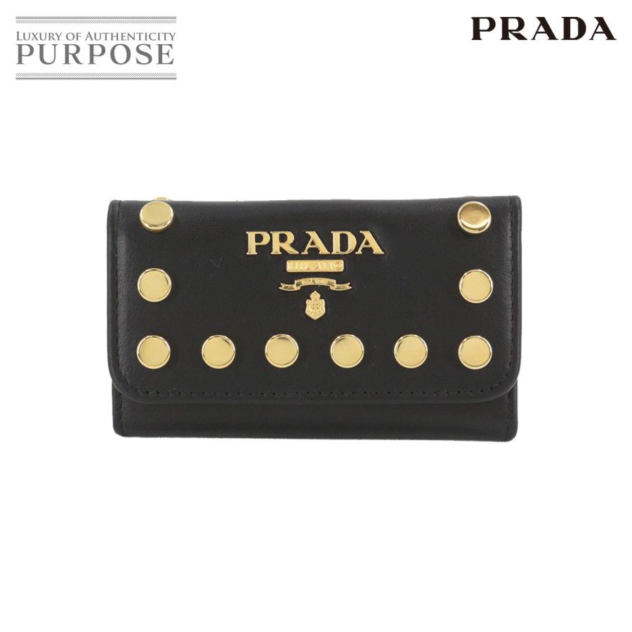 安いそれに目立つ 未使用 プラダ Prada スタッズ 6連 キーケース レザー ブラック 1pg222 ゴールド 金具 Web限定 Www Thedailyspud Com