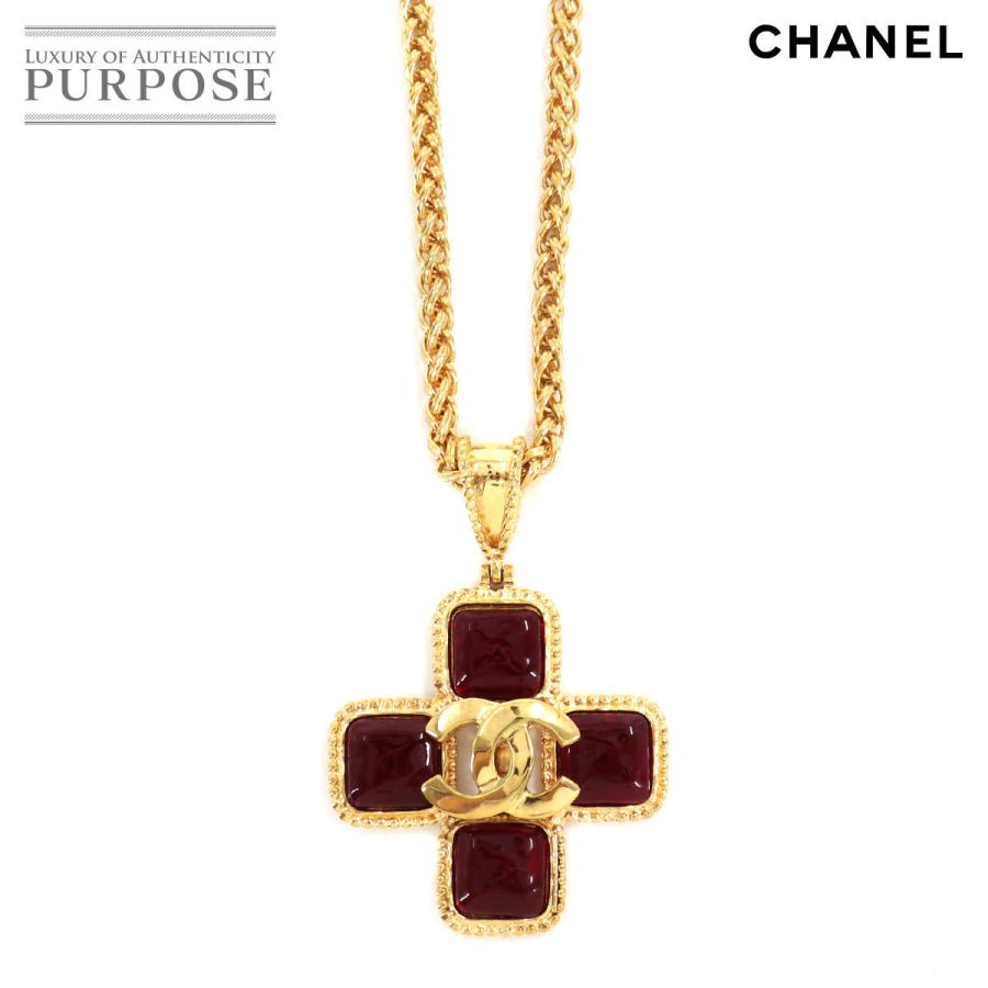 シャネル Chanel ココマーク レッド グリーン ゴールド ロング ラウンド型 ネックレス