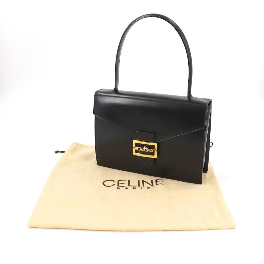 セリーヌ CELINE ハンド バッグ レザー ブラック ゴールド 金具