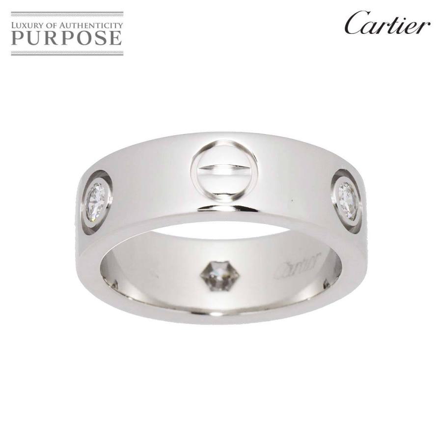 即日発送 リング 46 ラブ Cartier カルティエ Wg 18k 46 3p ダイヤ リング ラブ カルティエ ハーフ Ring Love 指輪 750 ホワイトゴールド Wg 3p18k ダイヤ レディースアクセサリー