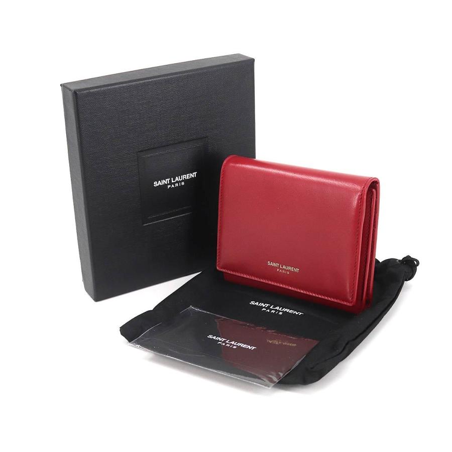 品質は非常に良い 新品同様 サンローラン Wallet Compact 金具 ゴールド レッド レザー 財布 三つ折り Paris Laurent Saint パリ 三つ折り財布 商品到着後 レビューを 書きません 割引なし Www Graziellagualfucci Com