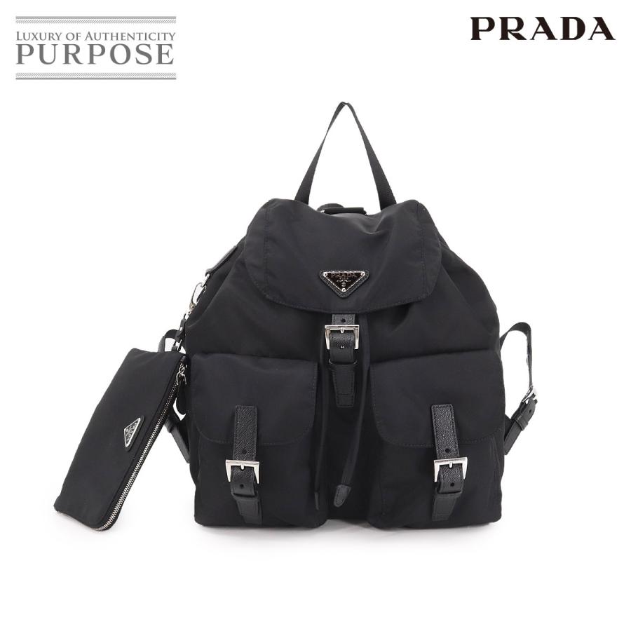 未使用 展示品 プラダ PRADA ミディアム バックパック リュックサック ナイロン レザー ブラック 1BZ811 Backpack