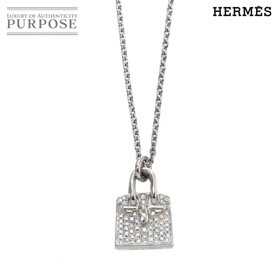 エルメス HERMES アミュレット ケリー ダイヤ 0.22ct ネックレス 40cm K18 WG ホワイトゴールド 750 Amulet