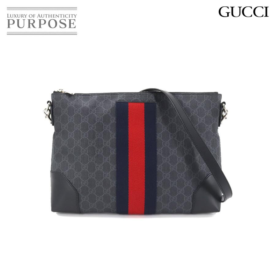 グッチ GUCCI GGスプリーム メッセンジャー ショルダー バッグ ブラック レッド 474139 GG Supreme Shoulder