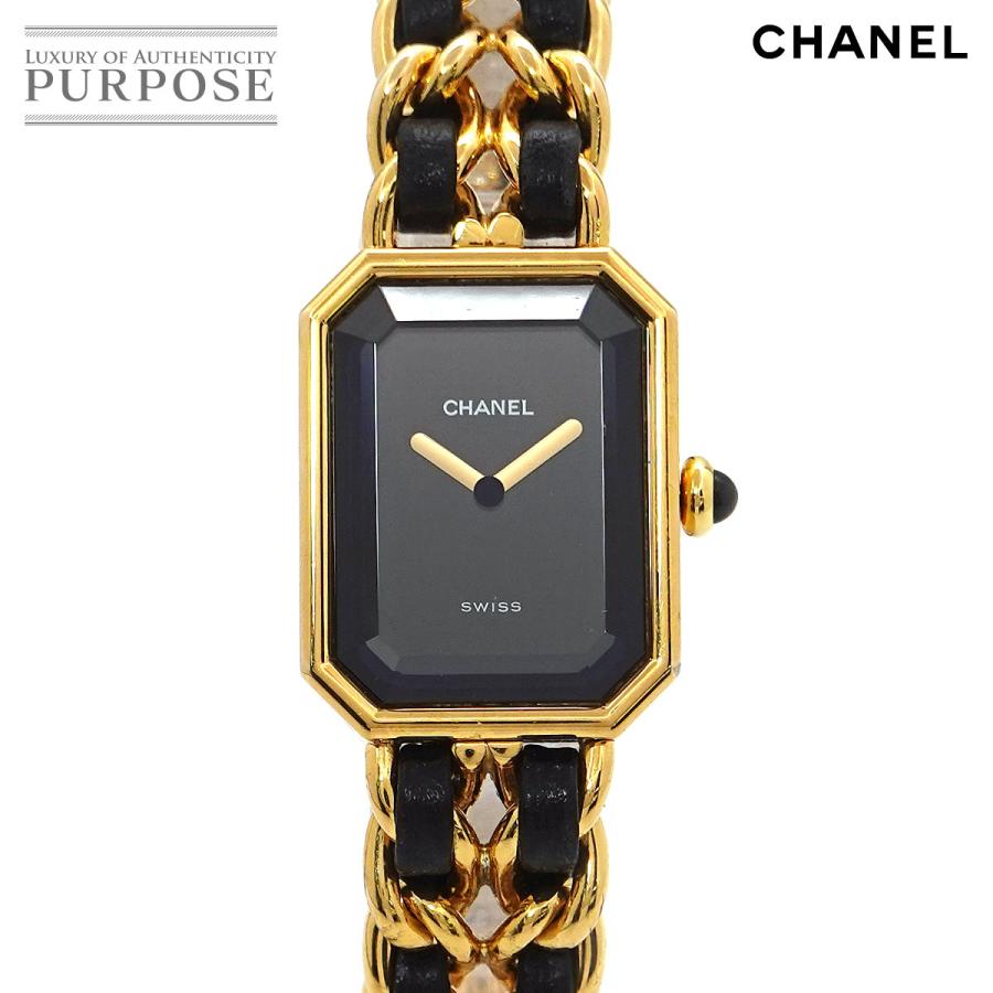 シャネル CHANEL プルミエール Lサイズ H0001 ヴィンテージ レディース 腕時計 ブラック 文字盤 ゴールド ウォッチ