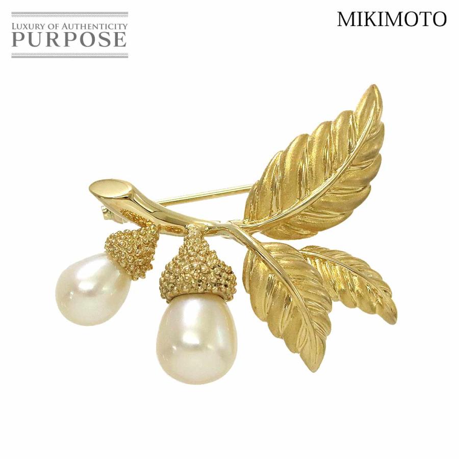 ミキモト MIKIMOTO 淡水パール ブローチ K18 YG イエローゴールド 750