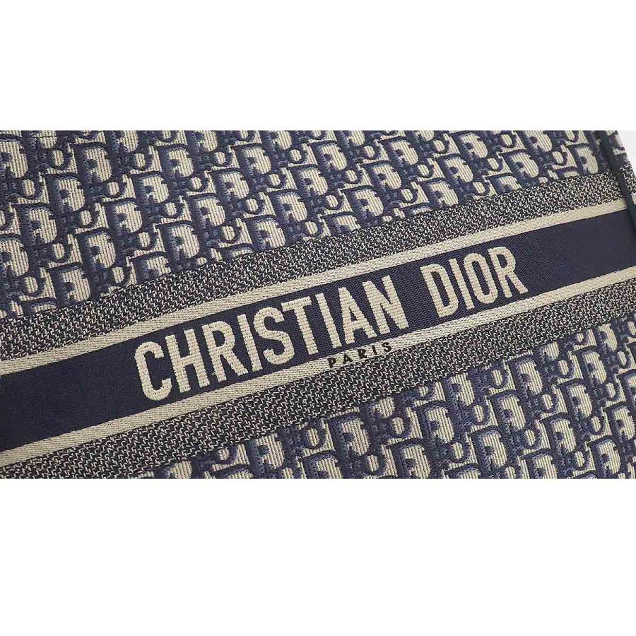 新品同様 クリスチャン ディオール Christian Dior オブリーク ブック トート ラージ バッグ キャンバス ネイビー M1286ZRIW  90186933