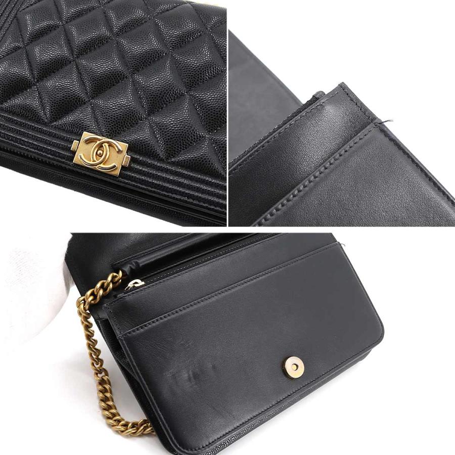 シャネル CHANEL ボーイシャネル チェーン ウォレット 長財布 キャビアスキン ブラック AP1117 90189214