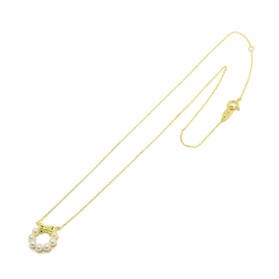 ニナリッチ NINA RICCI アコヤ真珠 3.3-3.2mm ネックレス 41cm K18 YG イエローゴールド 750 リボン パール Akoya Pearl Necklace 90196630｜purpose-inc｜02