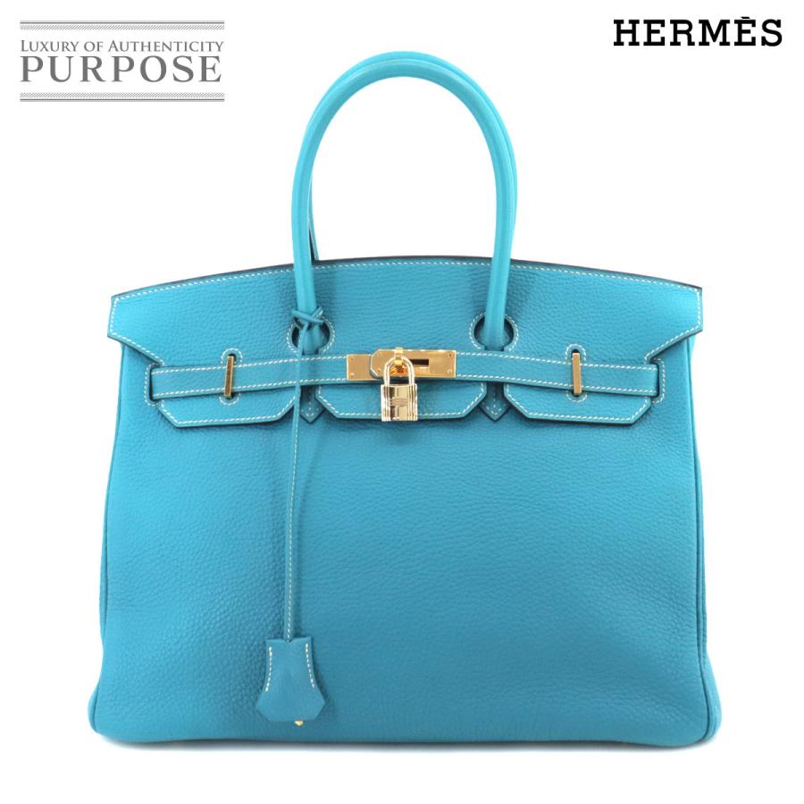 エルメス HERMES バーキン35 ハンド バッグ トゴ ブルージーン □H刻印