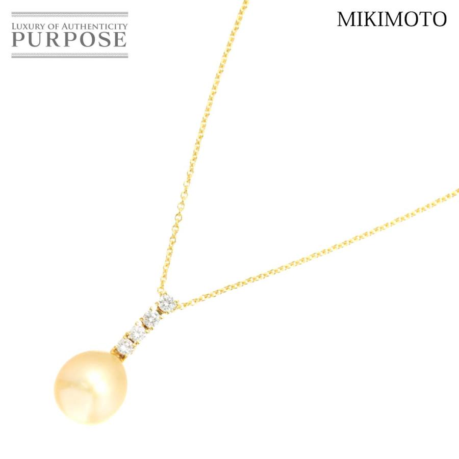 ミキモト MIKIMOTO 白蝶真珠 10.6mm ダイヤ ネックレス 42cm K18 YG  