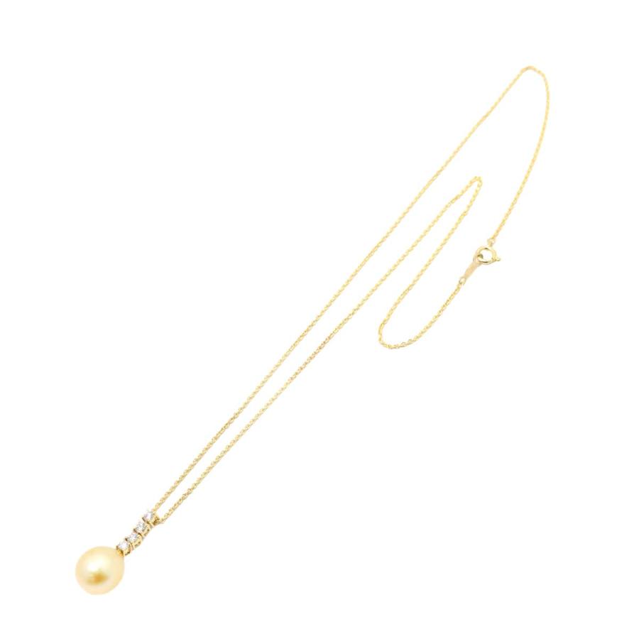 ミキモト MIKIMOTO 白蝶真珠 10.6mm ダイヤ ネックレス 42cm K18 YG  