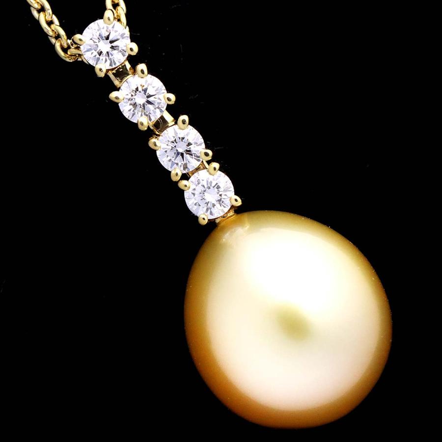 ミキモト MIKIMOTO 白蝶真珠 10.6mm ダイヤ ネックレス 42cm K18 YG  