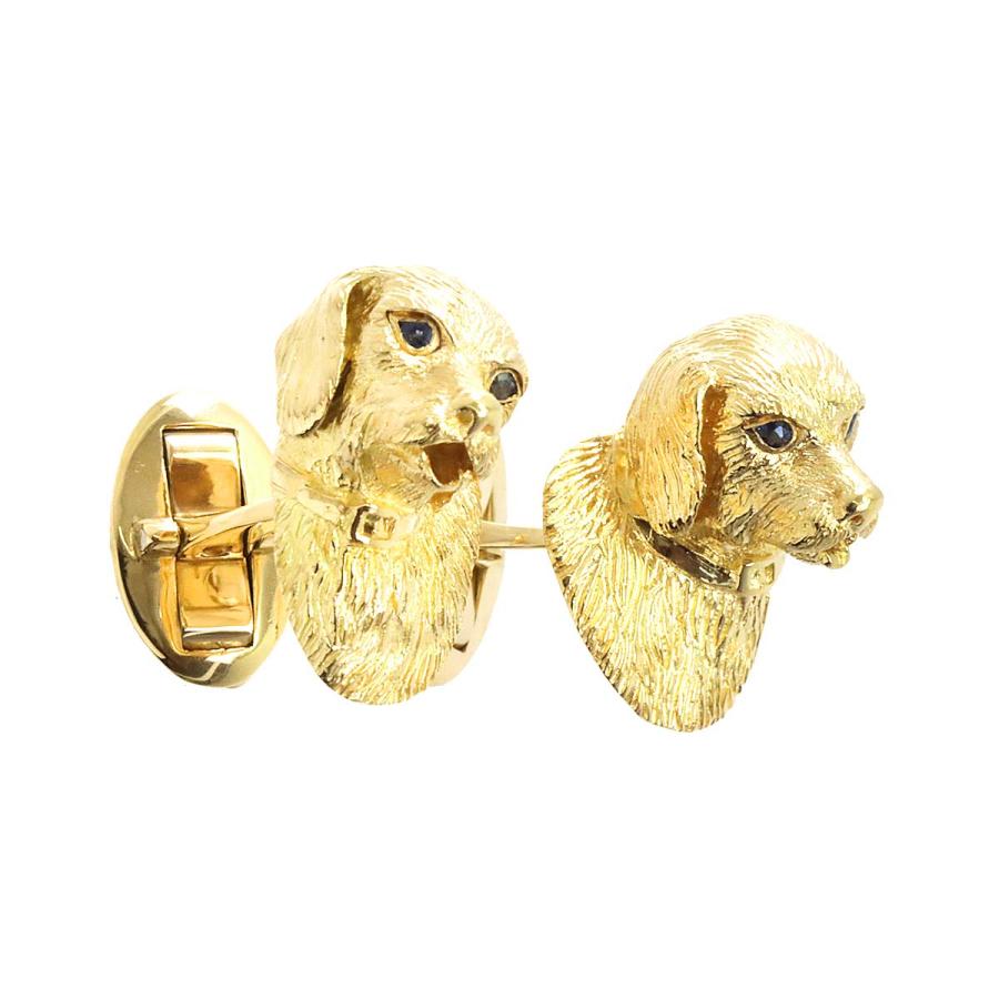 ティファニー TIFFANY&Co. サファイヤ カフス K18 YG イエローゴールド 750 犬 Sapphire cuff links 90205580｜purpose-inc｜02