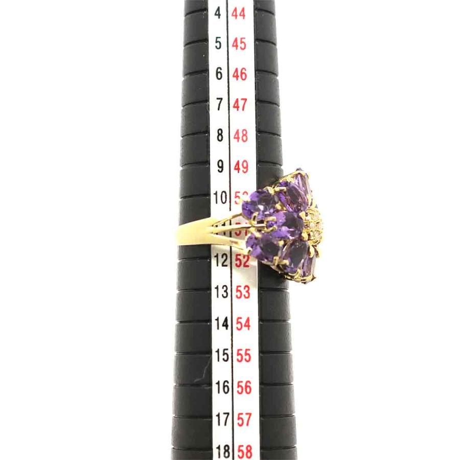 リング 11号 アメジスト 5.00ct ダイヤ 0.14ct K18 YG イエローゴールド 750 指輪 Amethyst Ring 90207781｜purpose-inc｜05