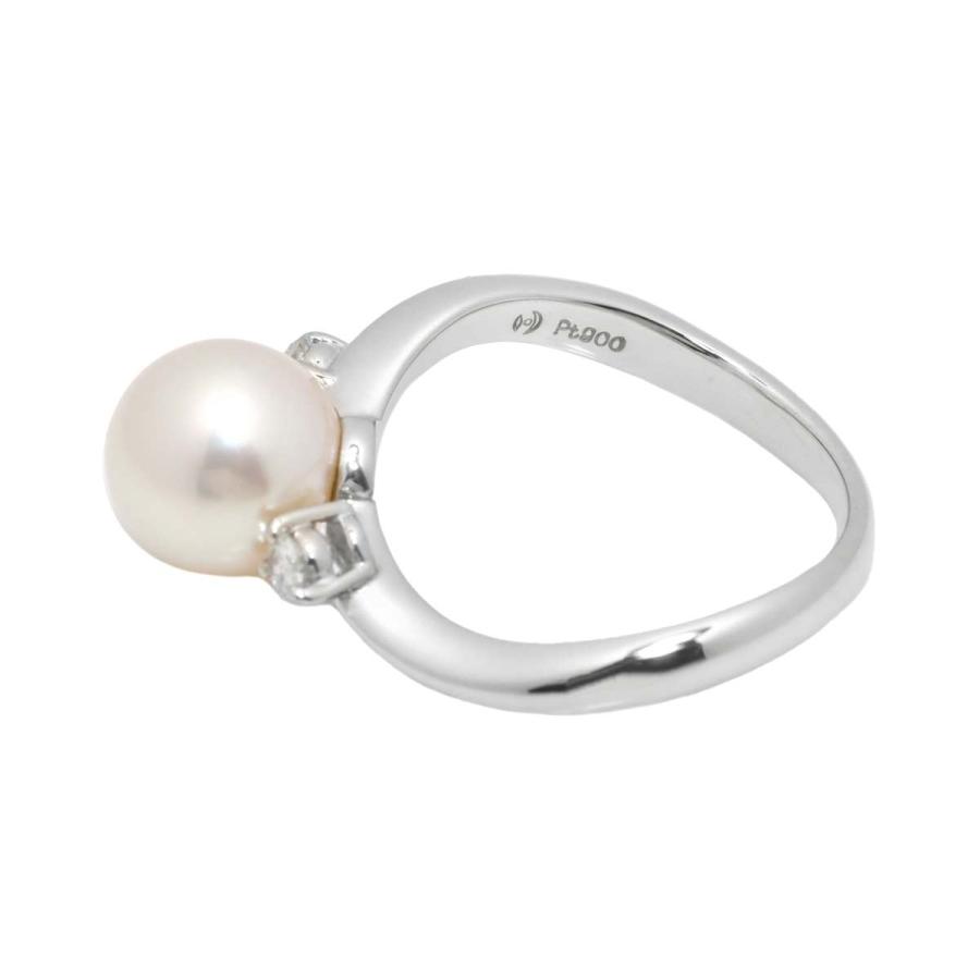 タサキ TASAKI 12号 リング アコヤ真珠 8.4mm ダイヤ 0.10ct Pt 