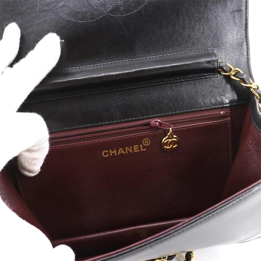 シャネル CHANEL マトラッセ チェーン ショルダー バッグ レザー ブラック ゴールド 金具 プッシュロック A03568 90215183｜purpose-inc｜07