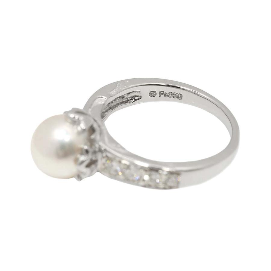 ミキモト MIKIMOTO 9号 リング アコヤ真珠 7.5mm ダイヤ Pt プラチナ 