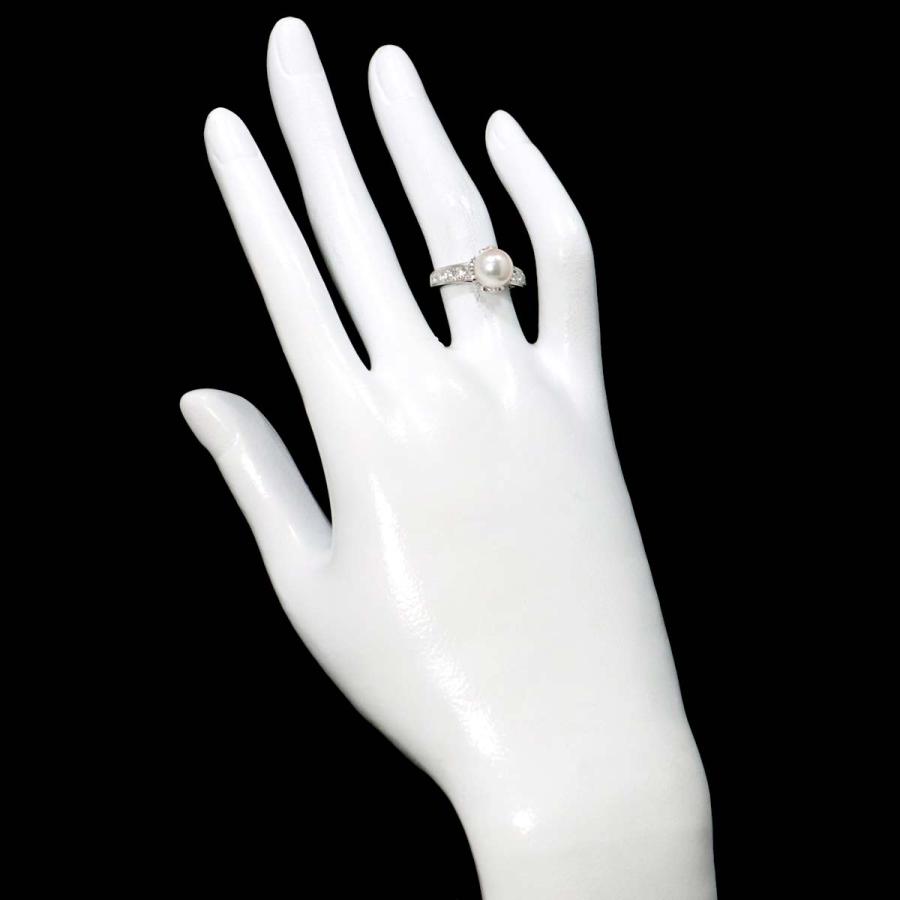ミキモト MIKIMOTO 9号 リング アコヤ真珠 7.5mm ダイヤ Pt プラチナ 