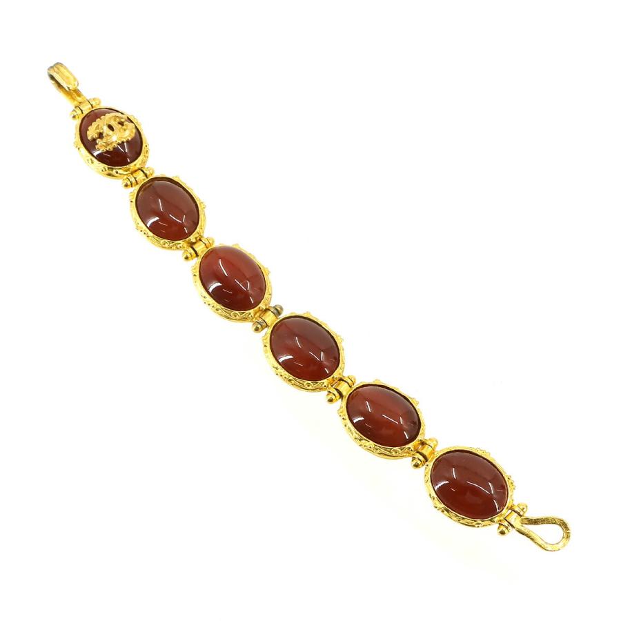 シャネル CHANEL カラーストーン ブレスレット レッド ゴールド 96A ヴィンテージ アクセサリー Vintage Bracelet 90224055の画像