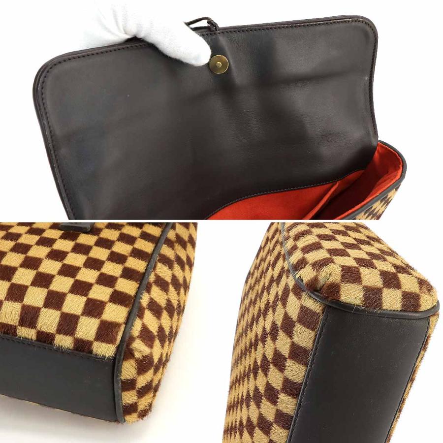 新品同様 ルイ ヴィトン LOUIS VUITTON ダミエ ソバージュ ライオン ハンド バッグ ハラコ レザー ブラウン M92131 90225200｜purpose-inc｜07