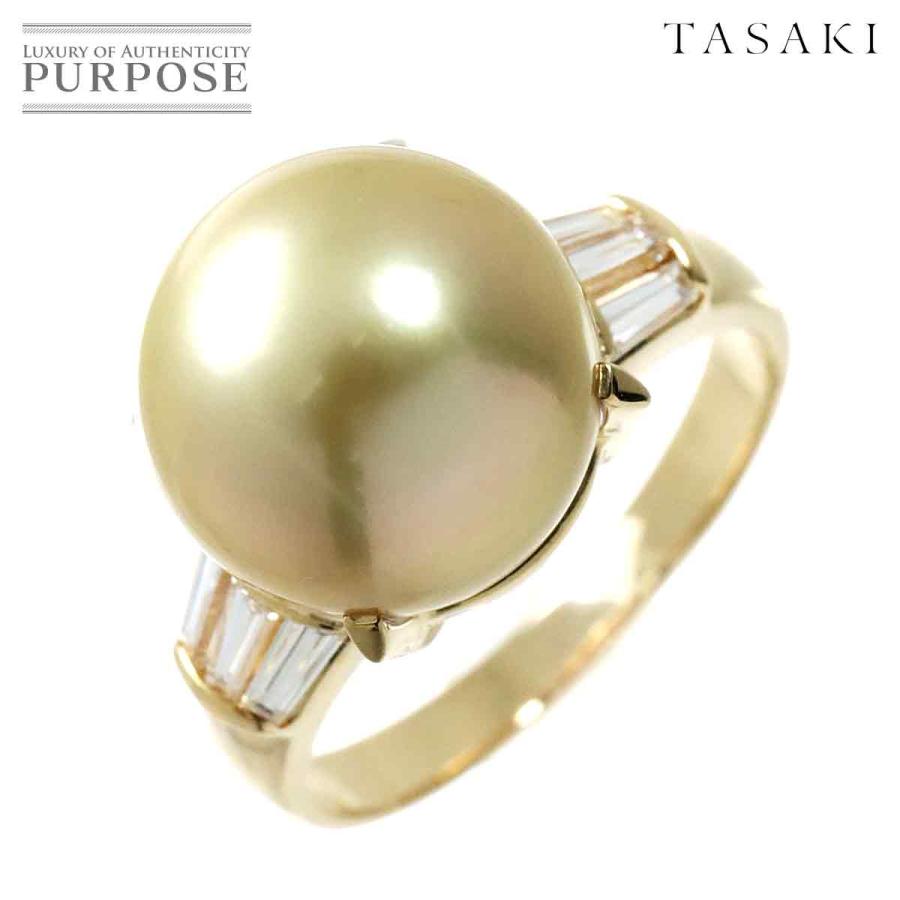 TASAKI タサキ 白蝶真珠 12.6mm ダイヤ 0.48ct リング 16号 K18 YG 