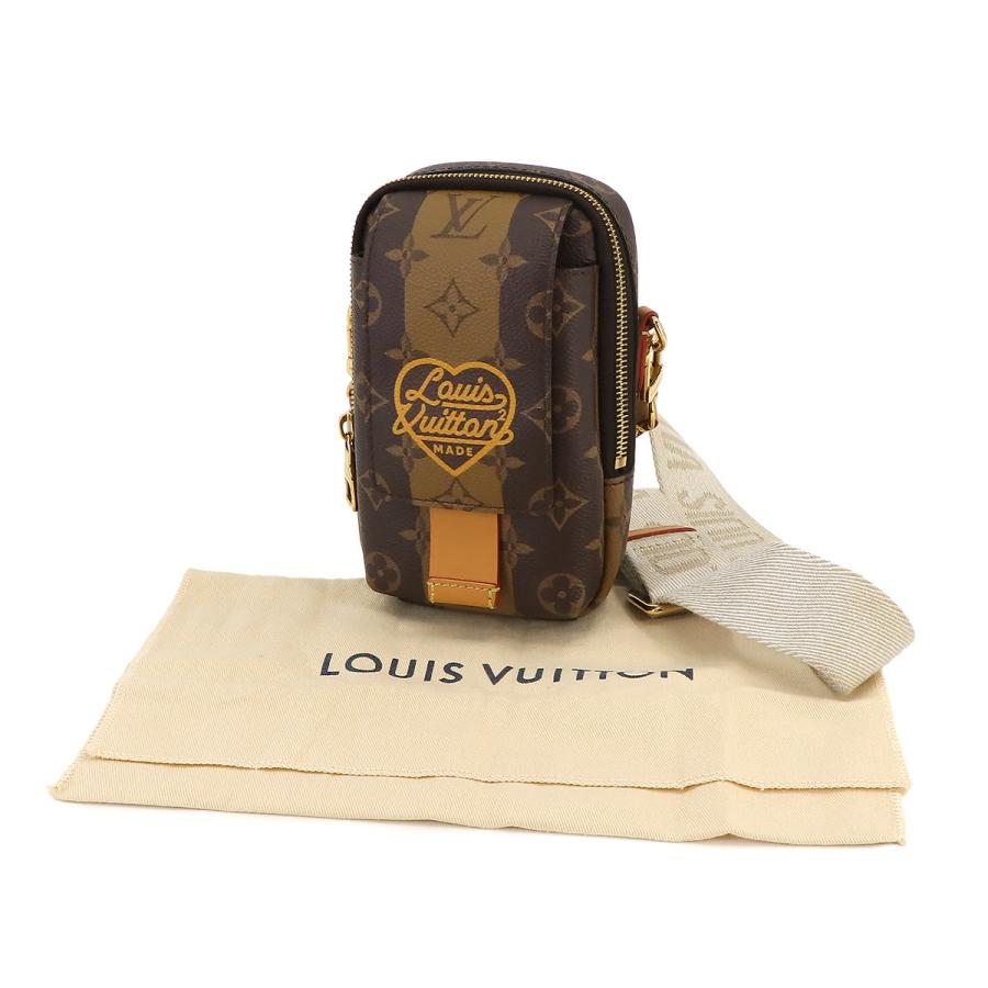 ルイ ヴィトン LOUIS VUITTON モノグラム ストライプ ダブル フォンポーチ ショルダー バッグ ブラウン M81005 RFID 90228585｜purpose-inc｜09