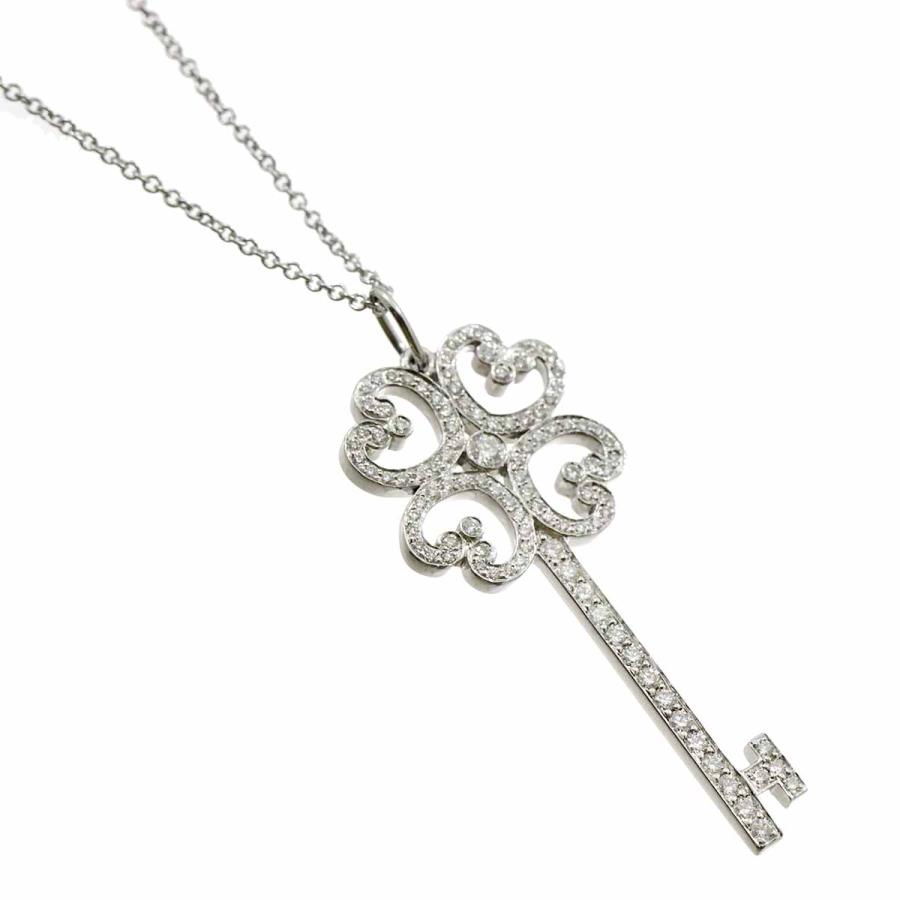 ティファニー TIFFANY&Co. クアトラ ハート キー ダイヤ ネックレス 41cm Pt プラチナ Diamond Necklace 90229695｜purpose-inc｜03