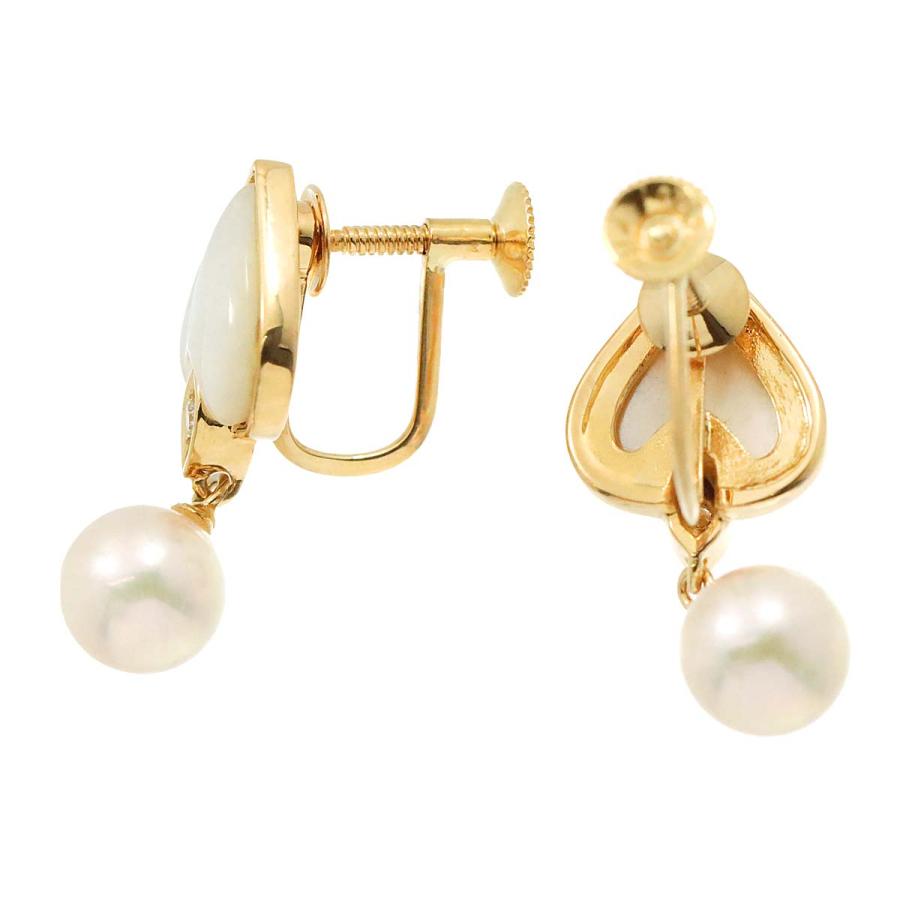 タサキ TASAKI アコヤ真珠 7.1mm シェル ダイヤ 0.01ct×2 イヤリング  