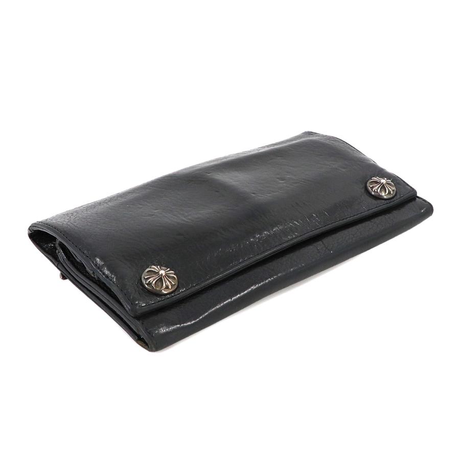 クロムハーツ CHROME HEARTS グリーシー 二つ折り 長財布 レザー ブラック シルバー 金具 Long Wallet 90230271｜purpose-inc｜03