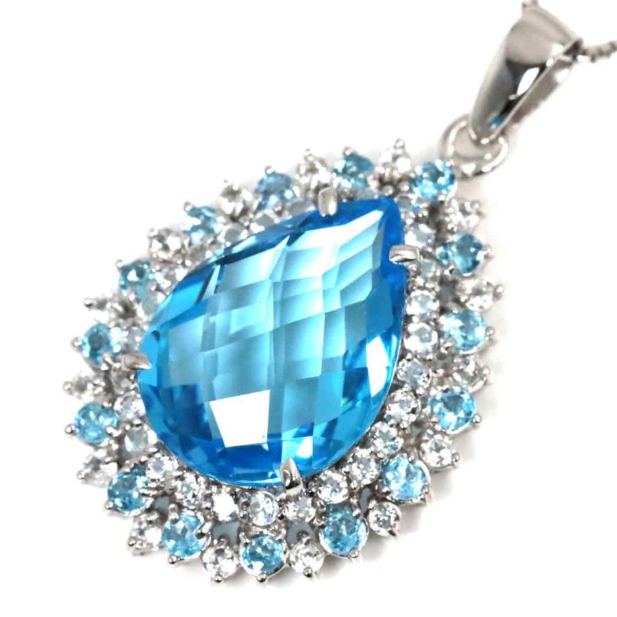 ブルートパーズ 16.18ct ダイヤ ネックレス 45cm K18 WG ホワイトゴールド 750 Blue Topaz Diamond Necklace 90231488｜purpose-inc｜04