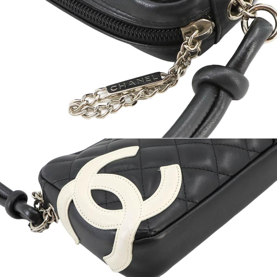 新品同様 シャネル CHANEL カンボンライン ショルダー バッグ レザー ブラック ホワイト A25175 Cambon Line Shoulder Bag 90232129｜purpose-inc｜08