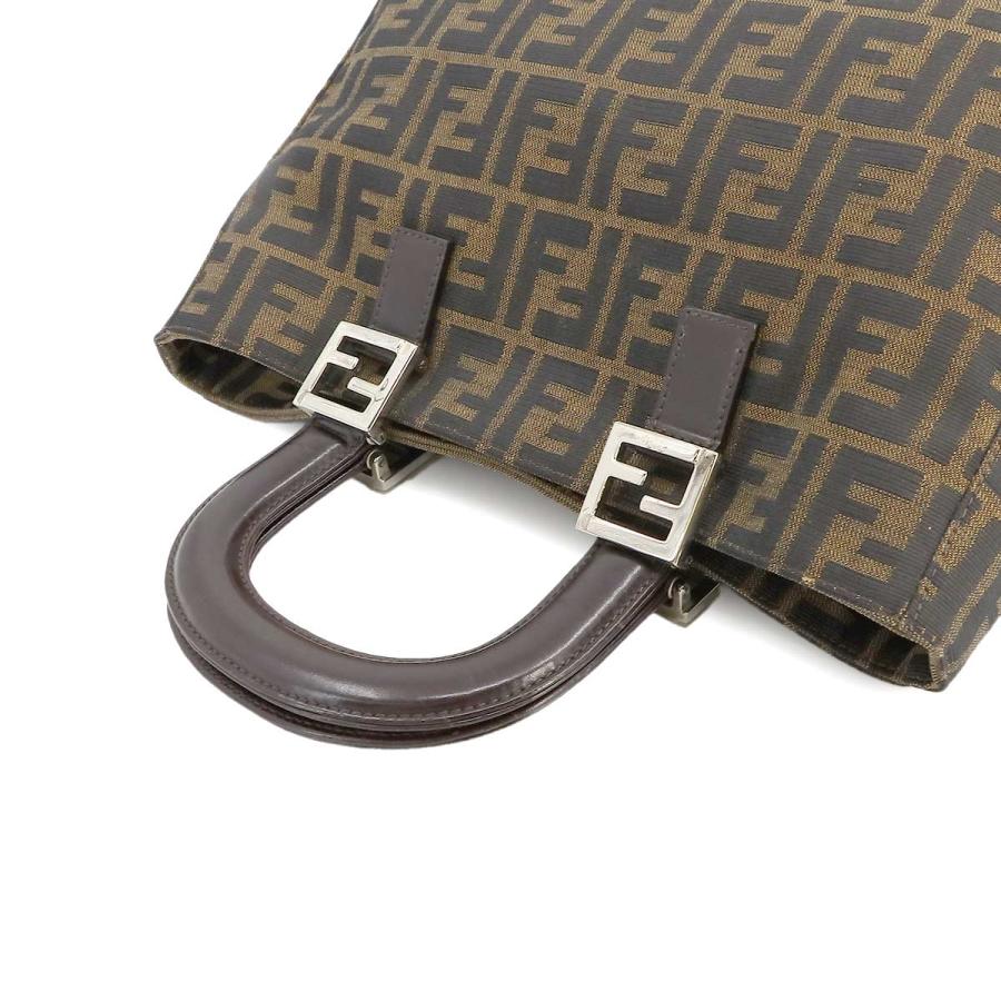 フェンディ FENDI ズッカ柄 トート バッグ キャンバス レザー ブラウン  