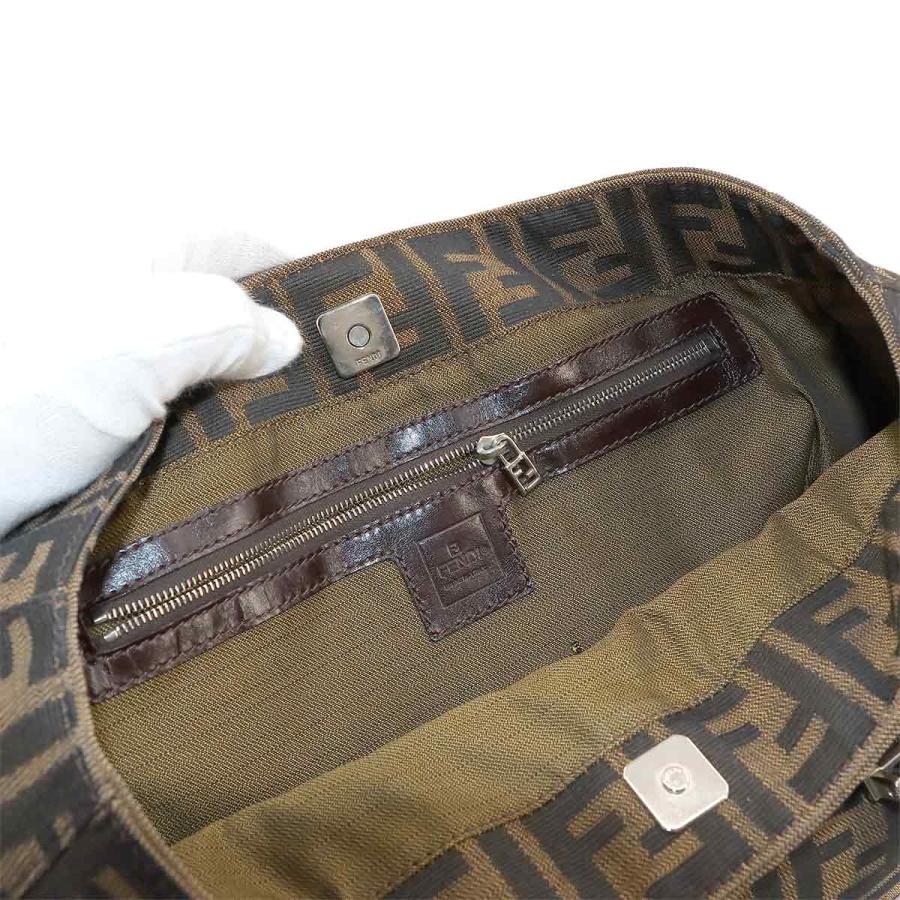 フェンディ FENDI ズッカ柄 トート バッグ キャンバス レザー ブラウン  