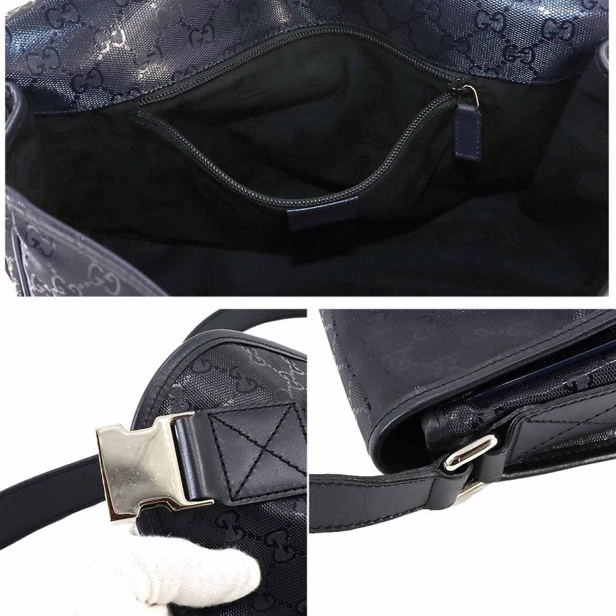 GUCCI グッチ GGインプリメ ショルダー バッグ PVC レザー ネイビー 