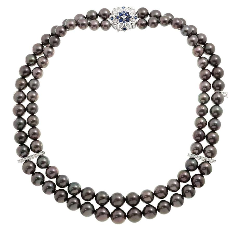 MIKIMOTO（ミキモト） 黒蝶真珠 12.1-8.9mm ダイヤ サファイヤ