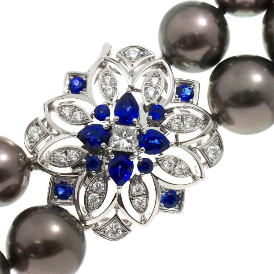 MIKIMOTO（ミキモト） 黒蝶真珠 12.1-8.9mm ダイヤ サファイヤ