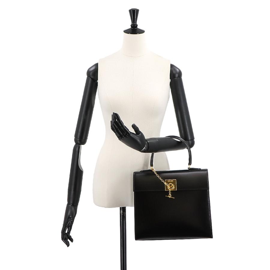 セリーヌヴィンテージマンテルチェーンレザーハンドバッグブラック金具