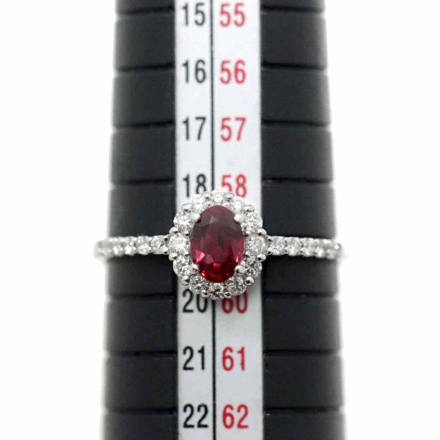リング 19号 非加熱 ルビー 0.737ct ダイヤ 0.32ct Pt プラチナ  