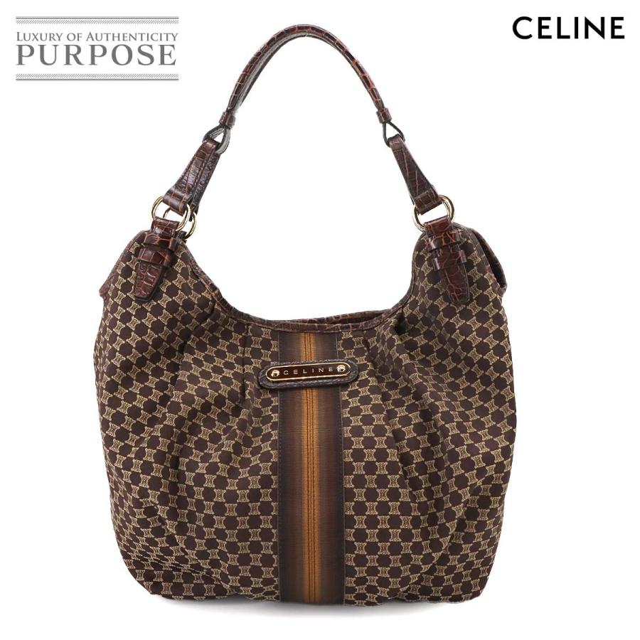 新品同様 セリーヌ CELINE マカダム ワンショルダー バッグ キャンバス 