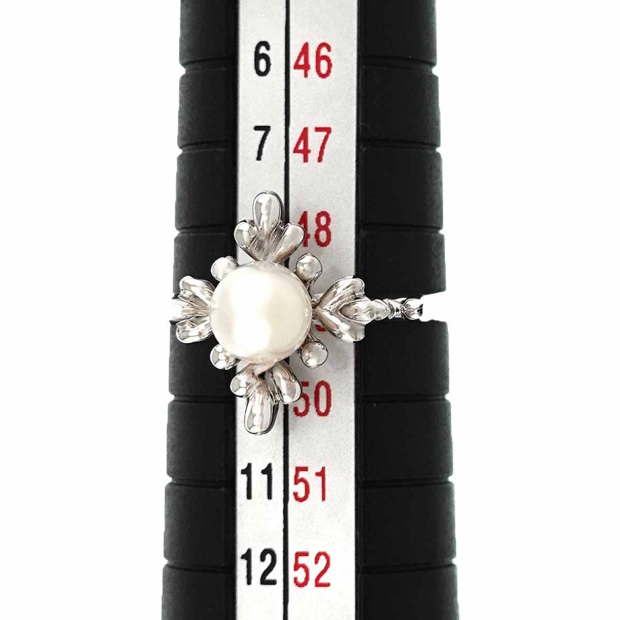 １１ｍｍ真珠とダイヤのエレガントリング.プラチナ９００ 11mm真珠とダイヤのエレガントリング.プラチナ900